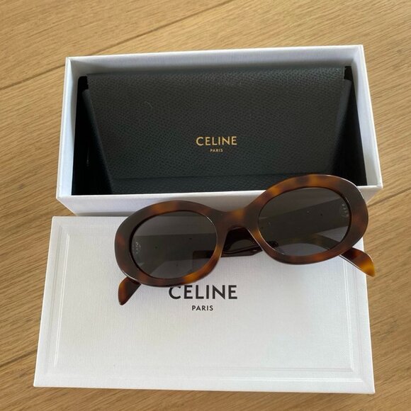 Celine Brown Triomphe 01 Oval Sunglasses - Picture 2 of 6